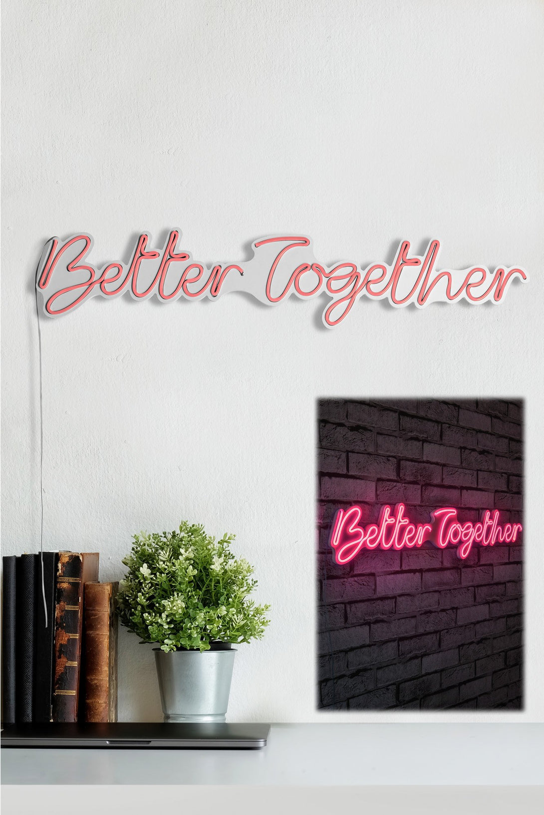 Műanyag LED-es fali dekoráció, Better Together - Pink-VASBÚTOR