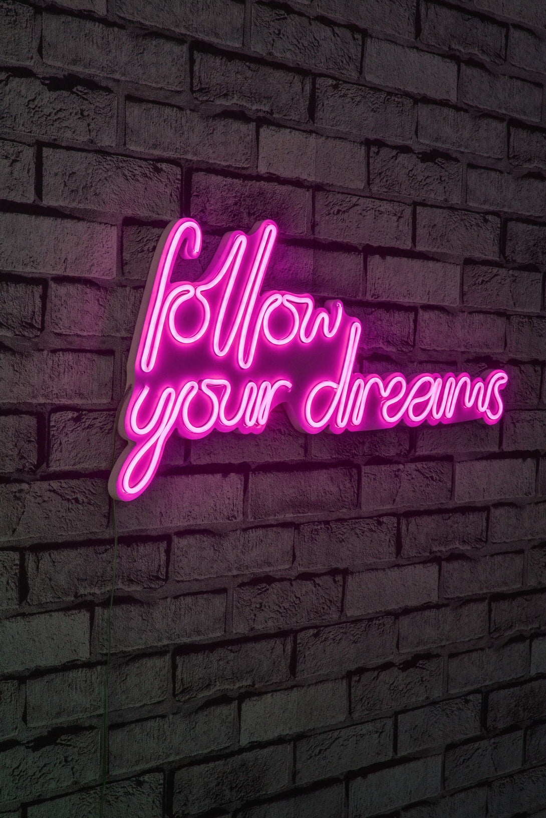 Műanyag LED-es fali dekoráció, Follow Your Dreams - Pink-VASBÚTOR