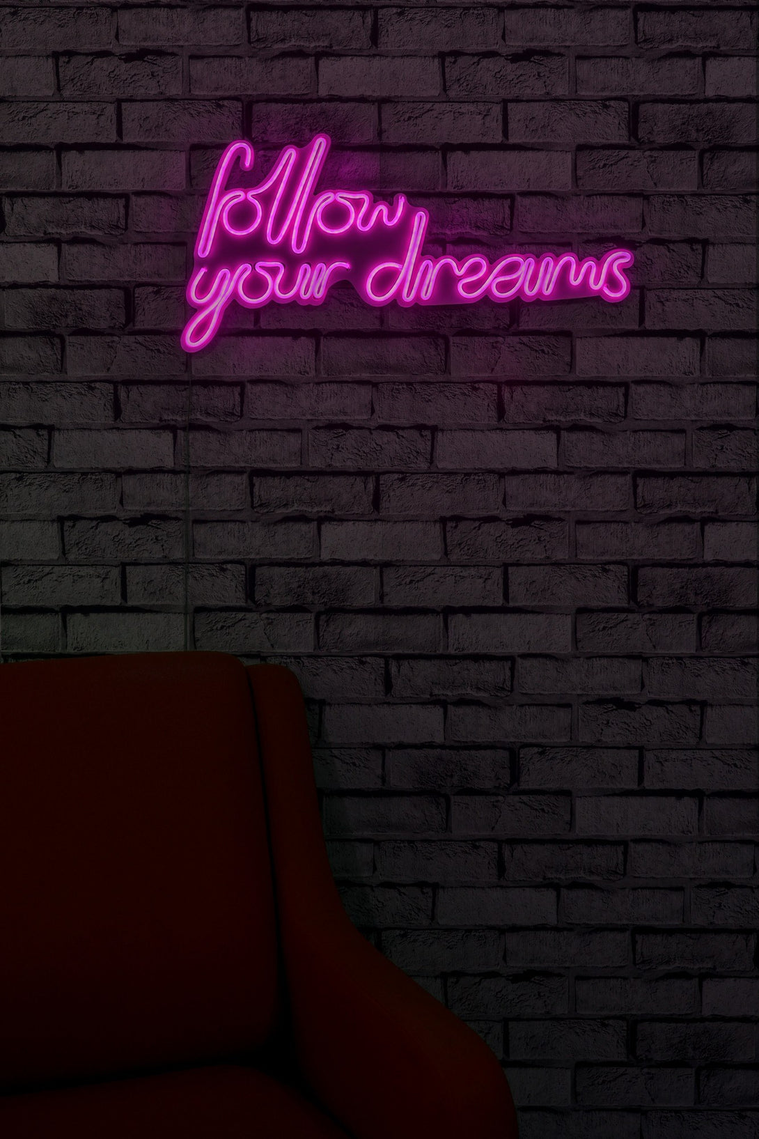Műanyag LED-es fali dekoráció, Follow Your Dreams - Pink-VASBÚTOR