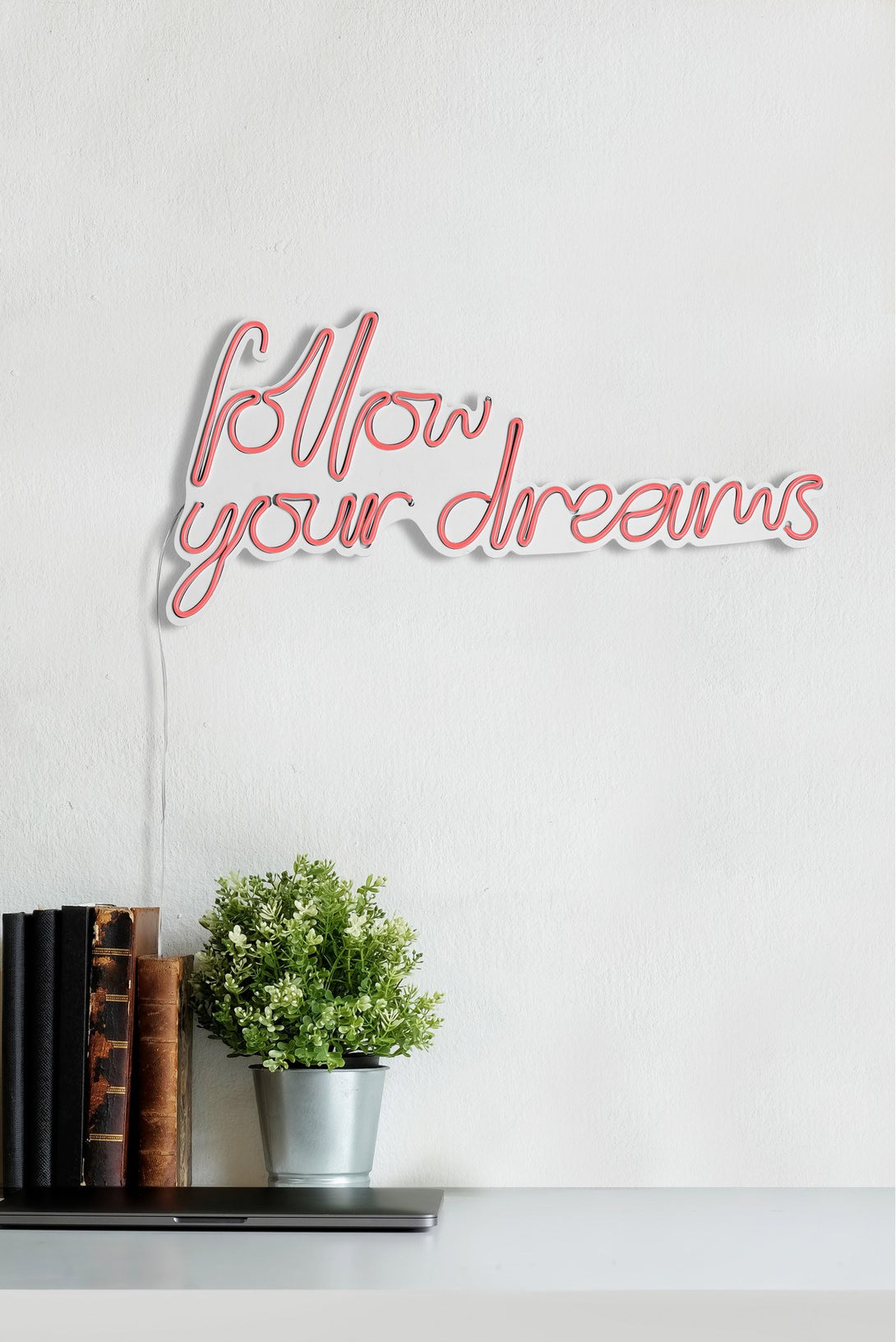 Műanyag LED-es fali dekoráció, Follow Your Dreams - Pink-VASBÚTOR