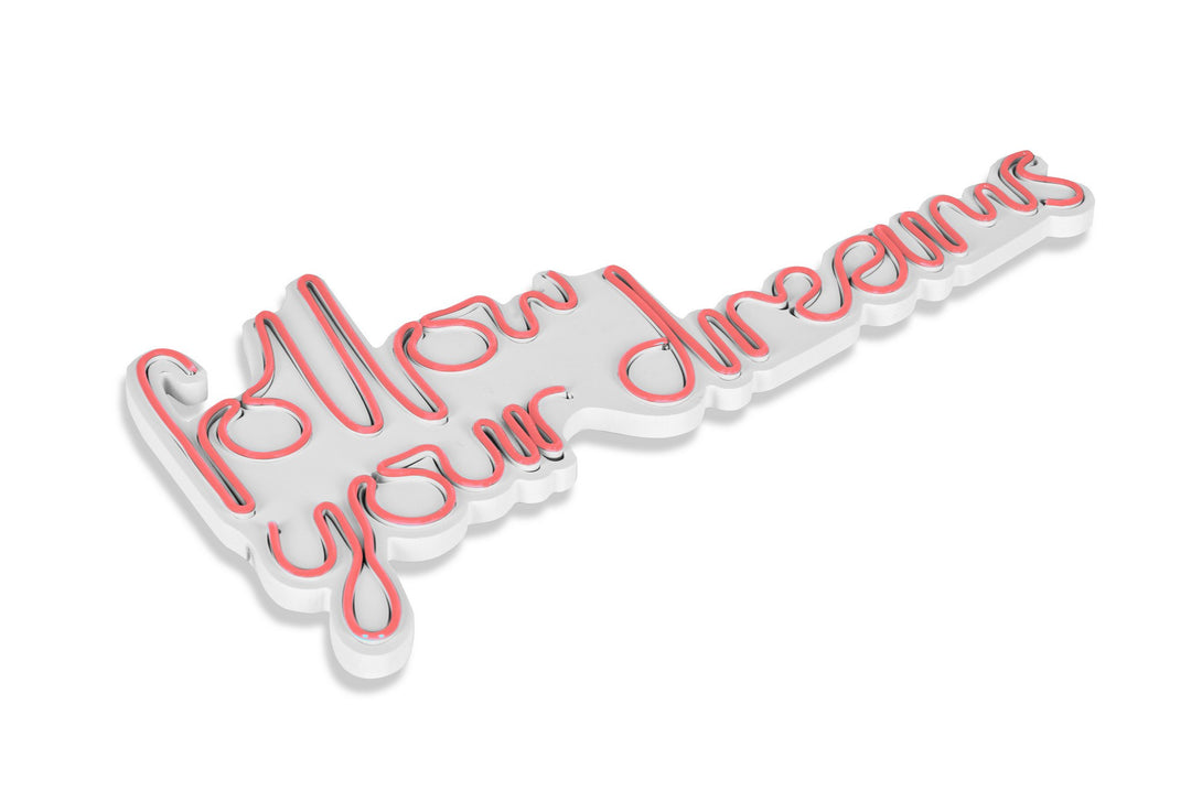 Műanyag LED-es fali dekoráció, Follow Your Dreams - Pink-VASBÚTOR