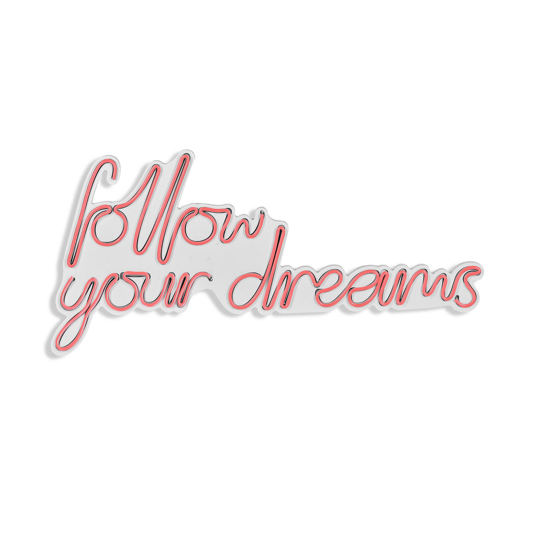 Műanyag LED-es fali dekoráció, Follow Your Dreams - Pink-VASBÚTOR