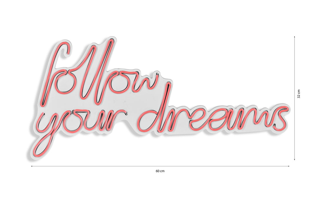 Műanyag LED-es fali dekoráció, Follow Your Dreams - Pink-VASBÚTOR