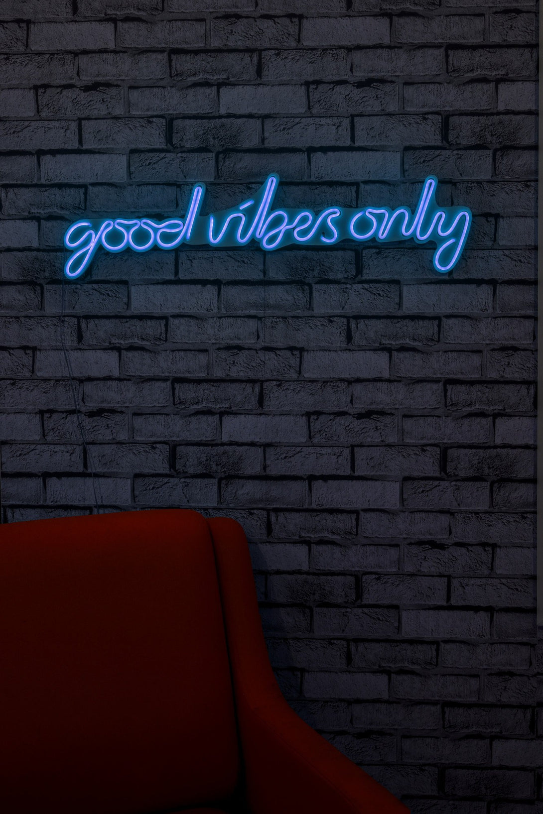 Műanyag LED-es fali dekoráció, Good Vibes Only - Blue-VASBÚTOR