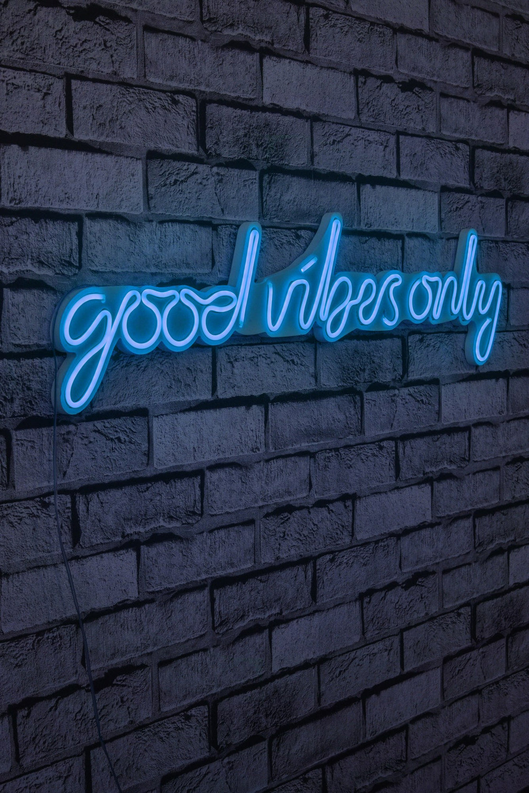 Műanyag LED-es fali dekoráció, Good Vibes Only - Blue-VASBÚTOR