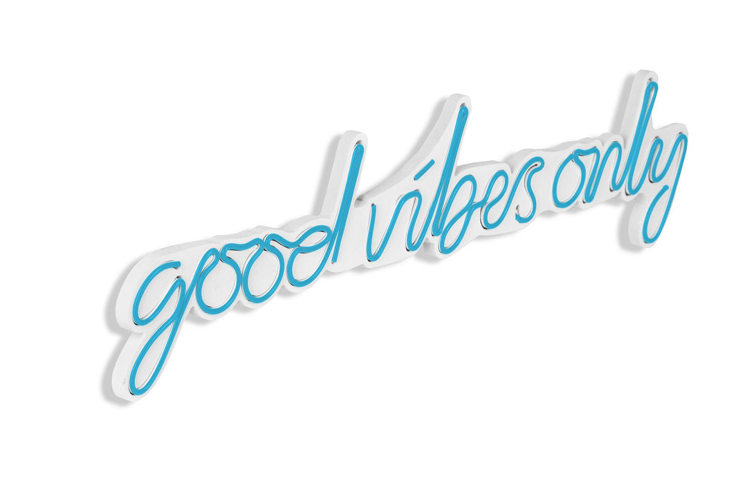 Műanyag LED-es fali dekoráció, Good Vibes Only - Blue-VASBÚTOR