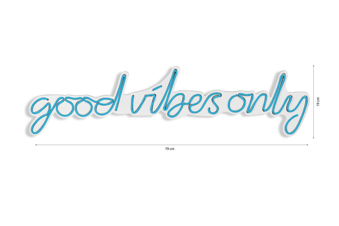 Műanyag LED-es fali dekoráció, Good Vibes Only - Blue-VASBÚTOR