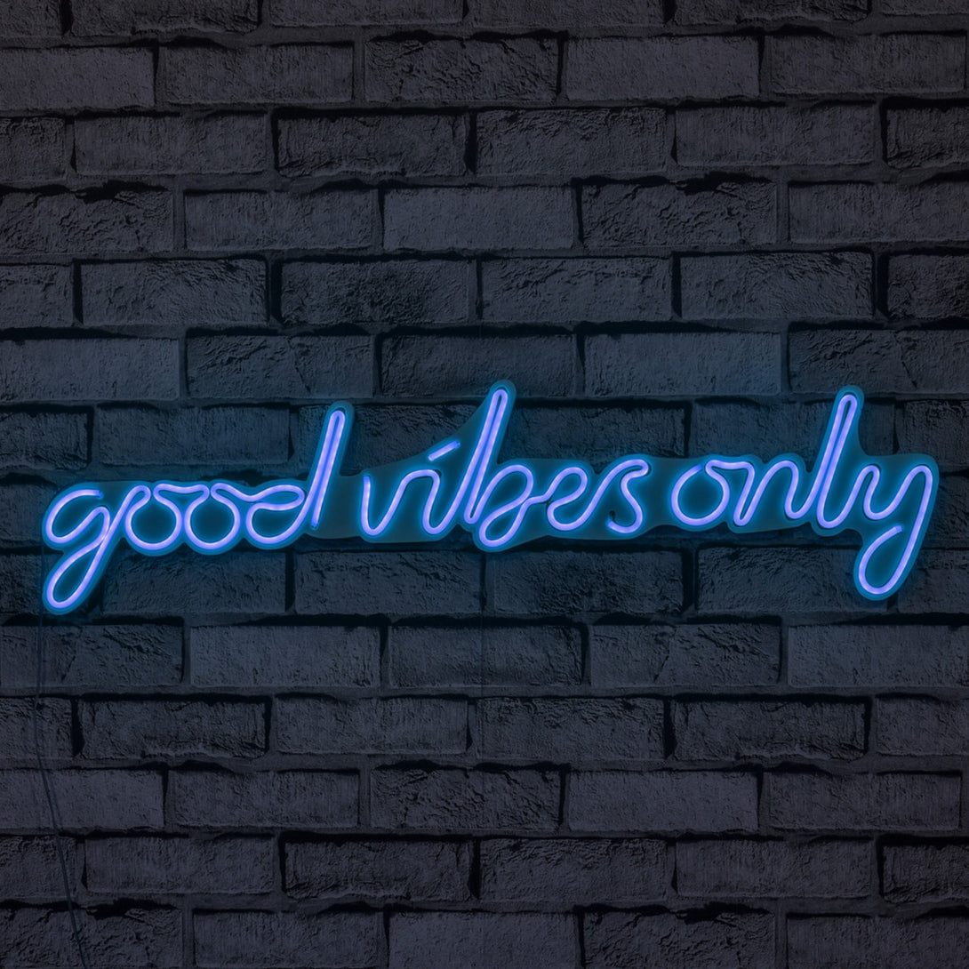 Műanyag LED-es fali dekoráció, Good Vibes Only - Blue-VASBÚTOR