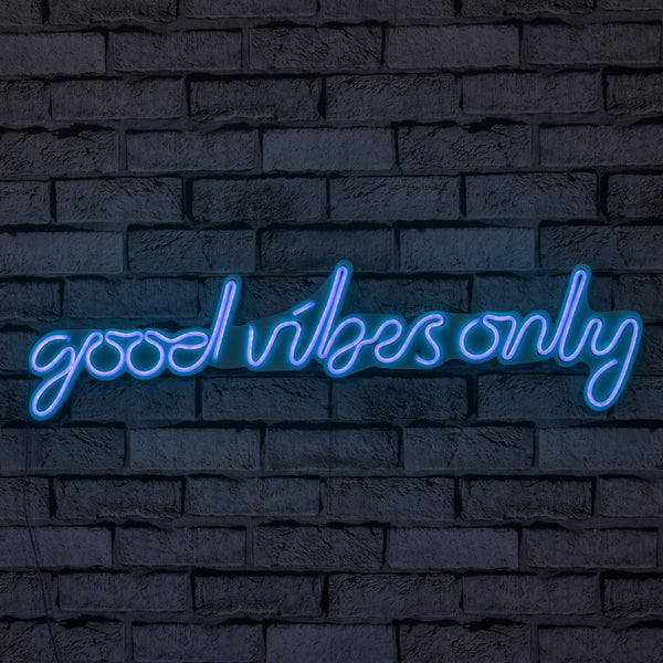 Műanyag LED-es fali dekoráció, Good Vibes Only - Blue-VASBÚTOR