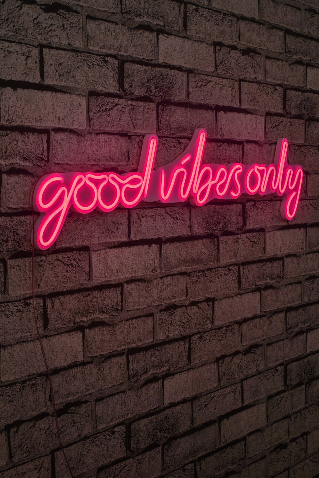 Műanyag LED-es fali dekoráció, Good Vibes Only - Pink-VASBÚTOR