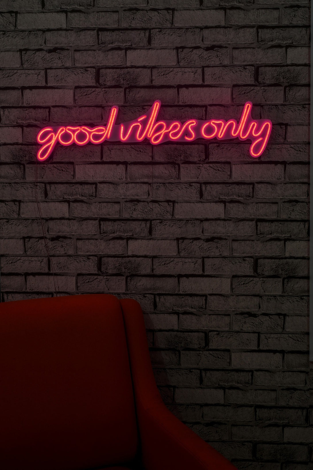 Műanyag LED-es fali dekoráció, Good Vibes Only - Pink-VASBÚTOR
