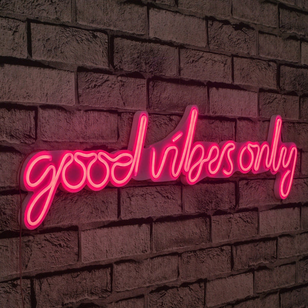 Műanyag LED-es fali dekoráció, Good Vibes Only - Pink-VASBÚTOR