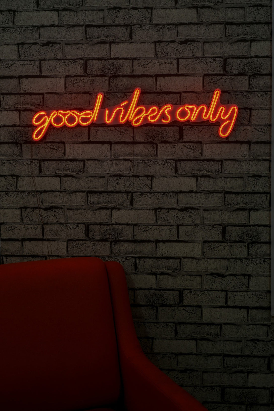 Műanyag LED-es fali dekoráció, Good Vibes Only - Red-VASBÚTOR
