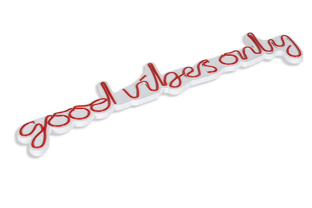 Műanyag LED-es fali dekoráció, Good Vibes Only - Red-VASBÚTOR