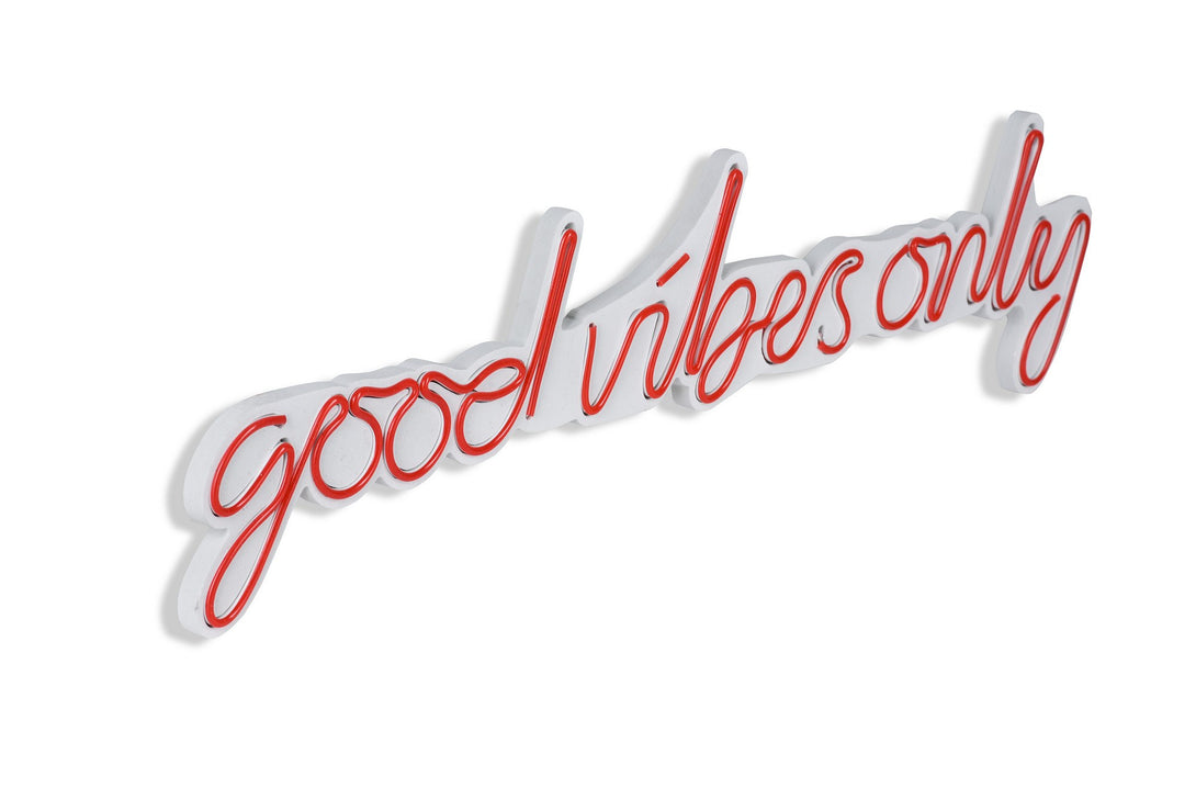 Műanyag LED-es fali dekoráció, Good Vibes Only - Red-VASBÚTOR