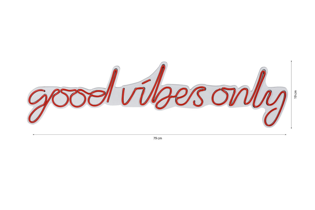 Műanyag LED-es fali dekoráció, Good Vibes Only - Red-VASBÚTOR