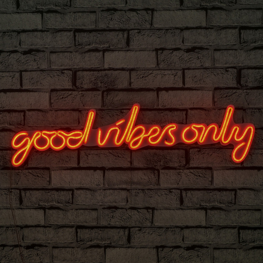 Műanyag LED-es fali dekoráció, Good Vibes Only - Red-VASBÚTOR