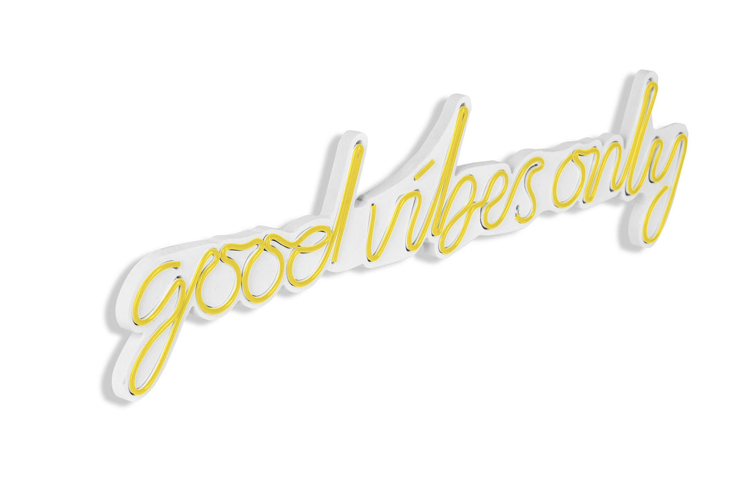 Műanyag LED-es fali dekoráció, Good Vibes Only - Sárga-VASBÚTOR
