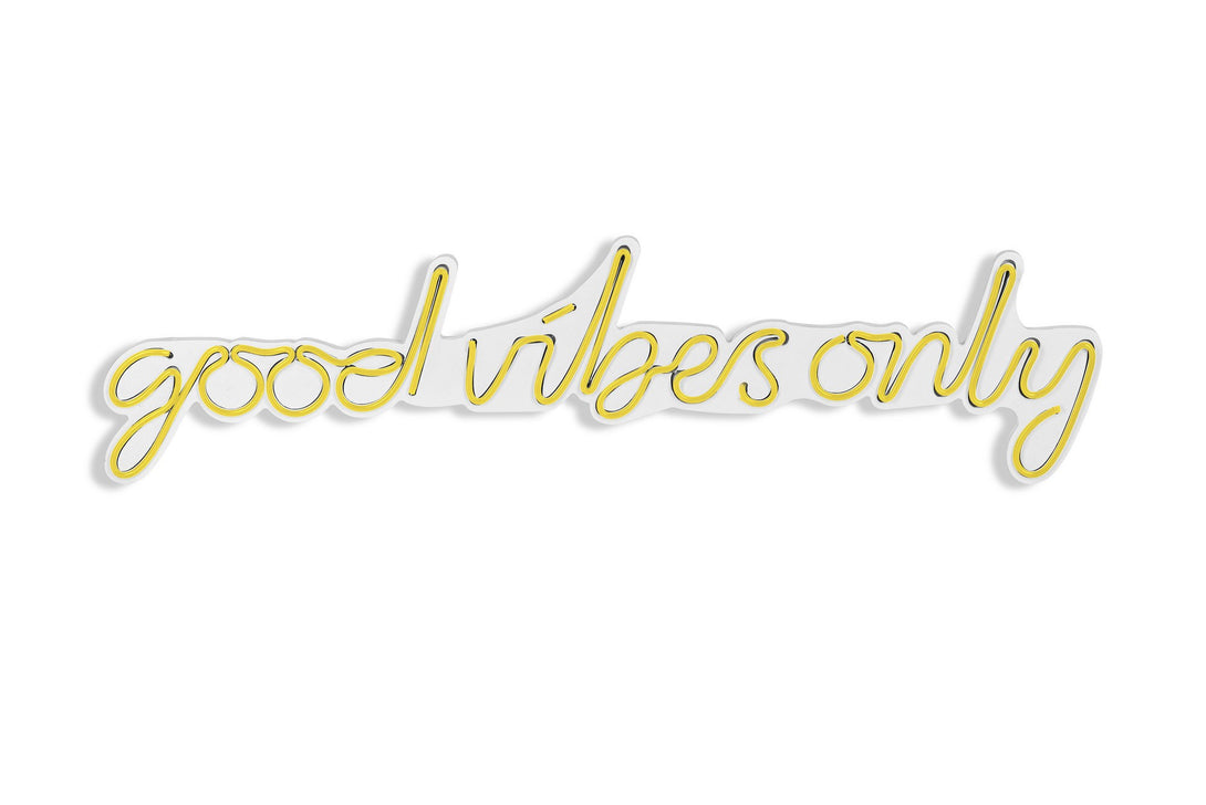 Műanyag LED-es fali dekoráció, Good Vibes Only - Sárga-VASBÚTOR