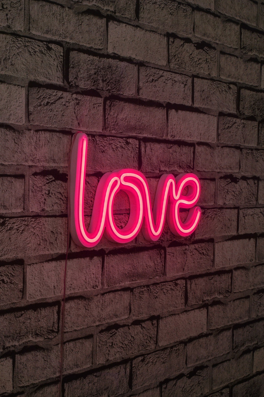 Műanyag LED-es fali dekoráció, Love - Pink-VASBÚTOR