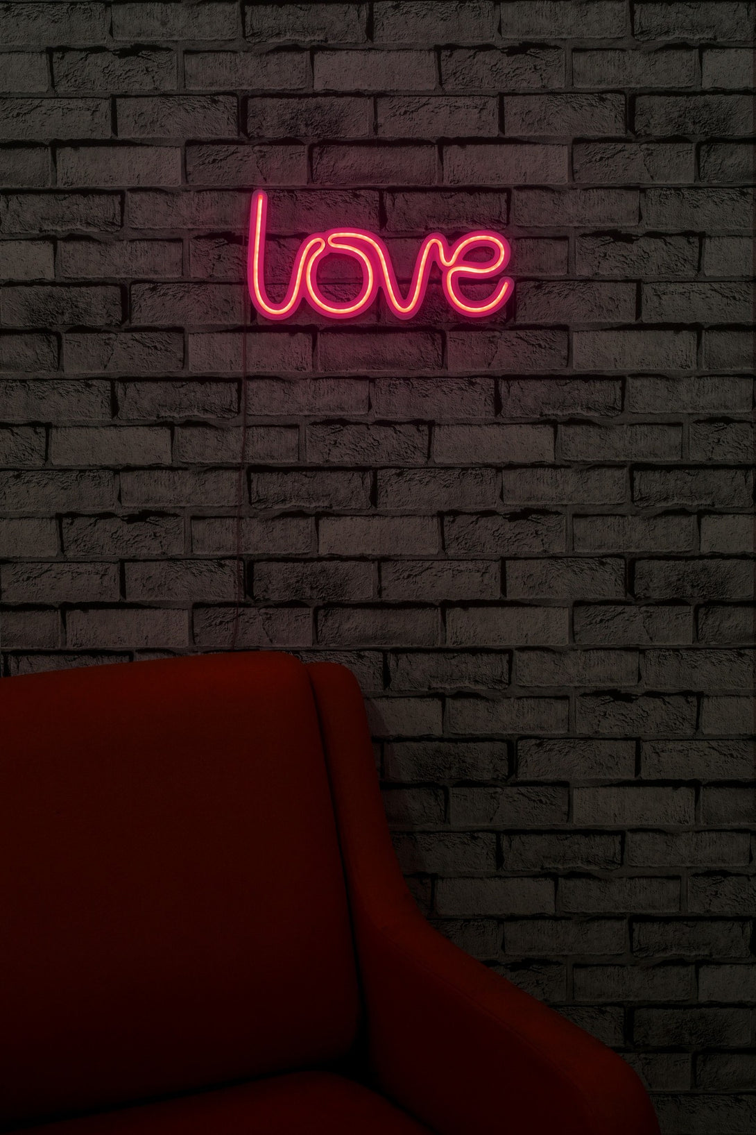 Műanyag LED-es fali dekoráció, Love - Pink-VASBÚTOR