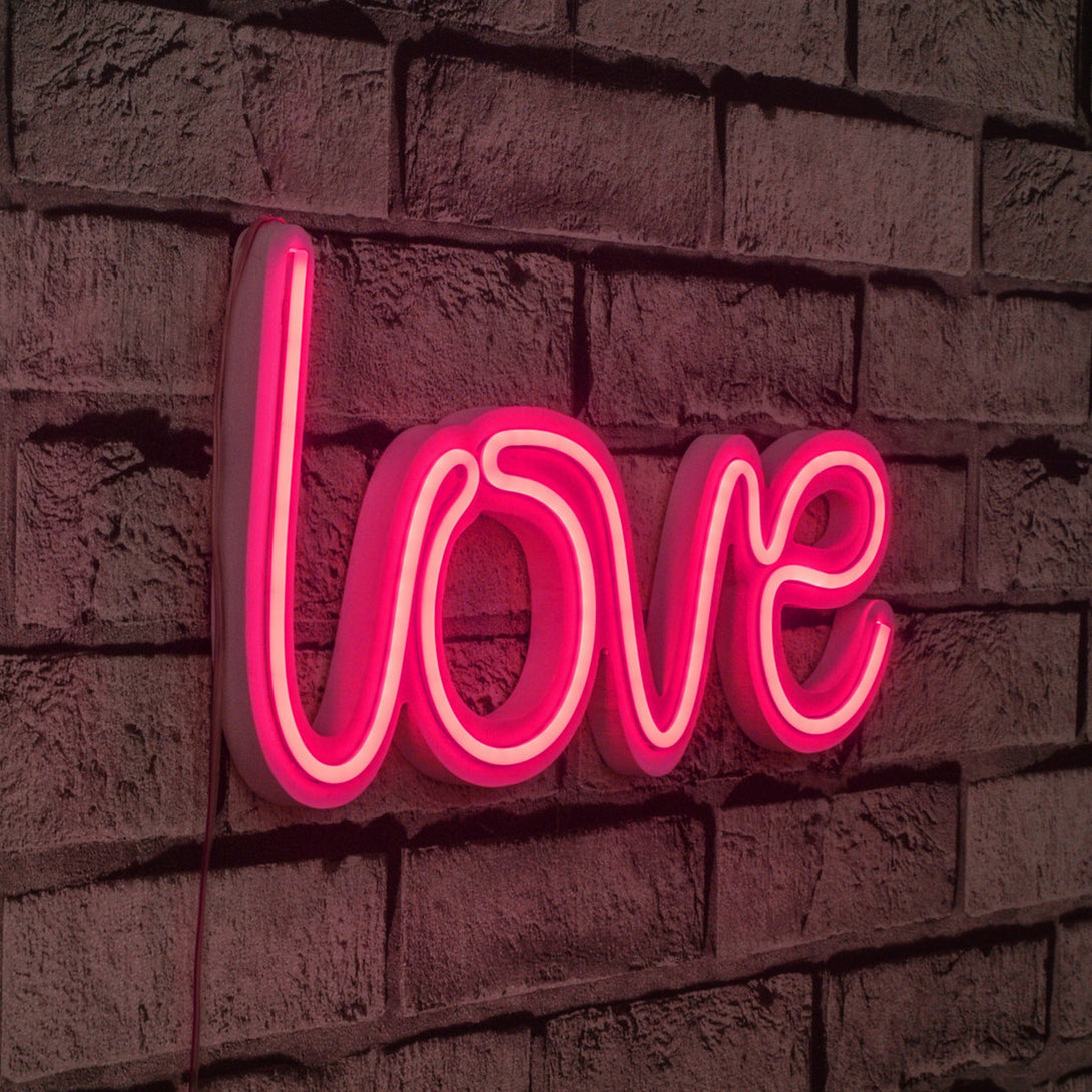 Műanyag LED-es fali dekoráció, Love - Pink-VASBÚTOR
