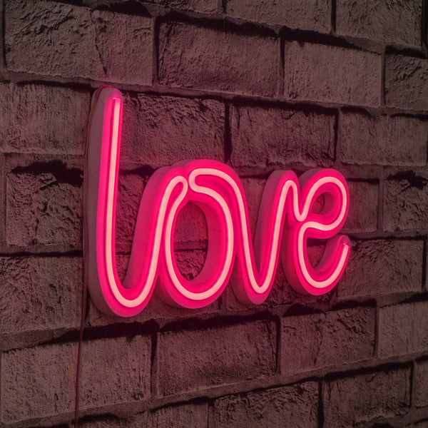 Műanyag LED-es fali dekoráció, Love - Pink-VASBÚTOR