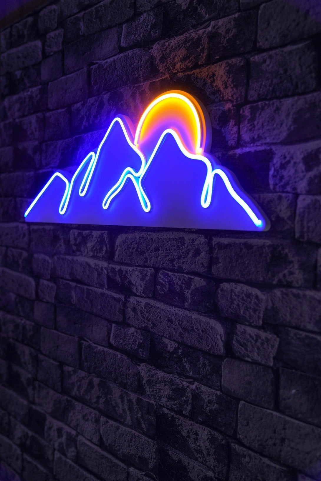 Műanyag LED-es fali dekoráció, Mountain - Blue - Sárga-VASBÚTOR