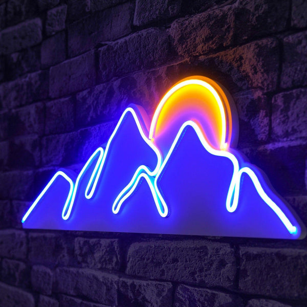 Műanyag LED-es fali dekoráció, Mountain - Blue - Sárga-VASBÚTOR