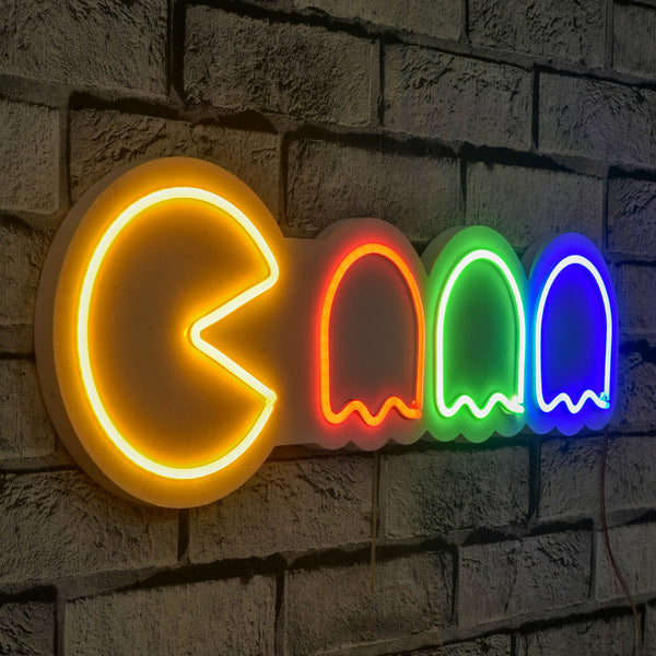 Műanyag LED-es fali dekoráció, Pacman - Multicolor-VASBÚTOR
