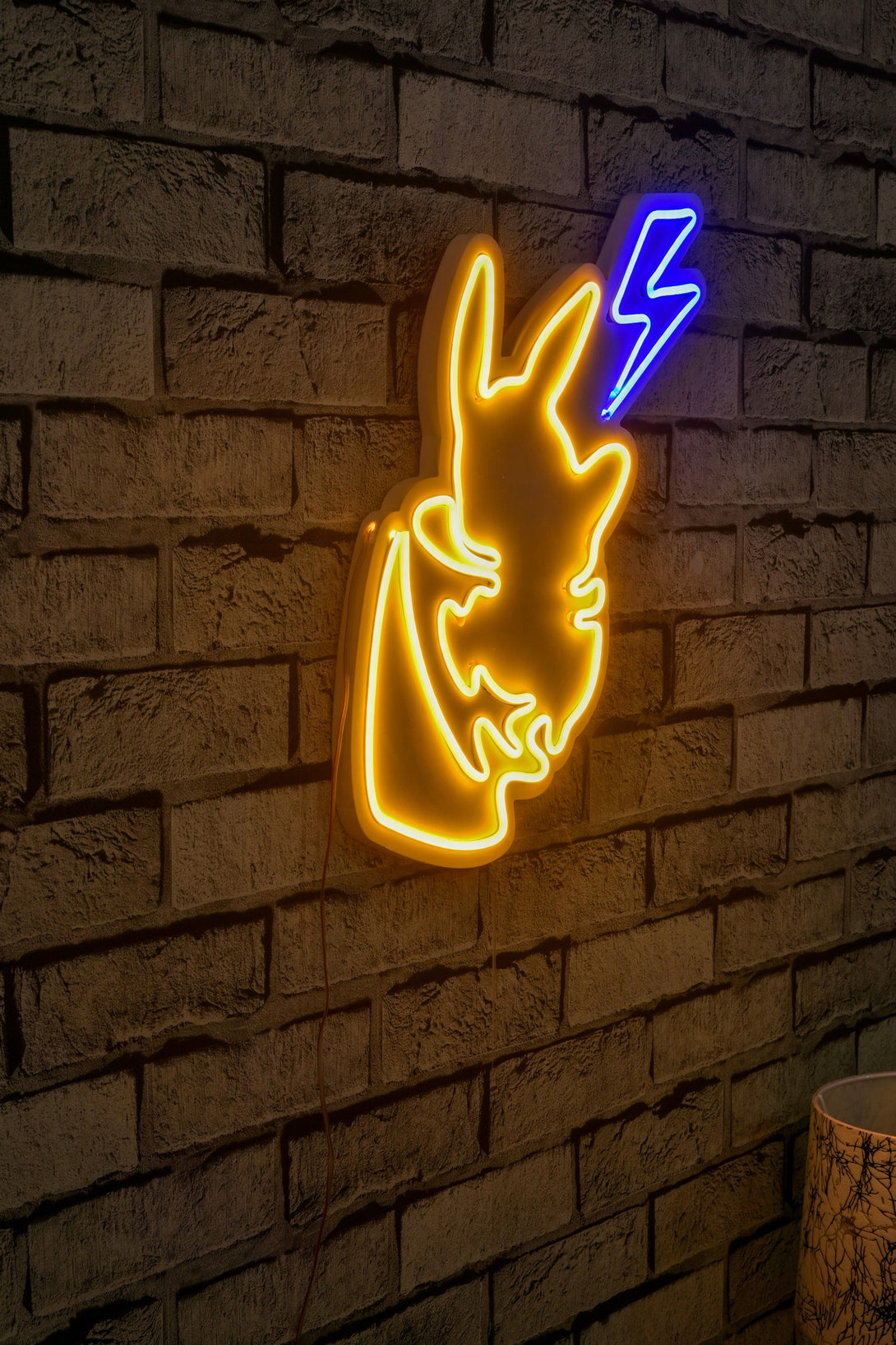Műanyag LED-es fali dekoráció, Pikachu - Sárga Blue-VASBÚTOR