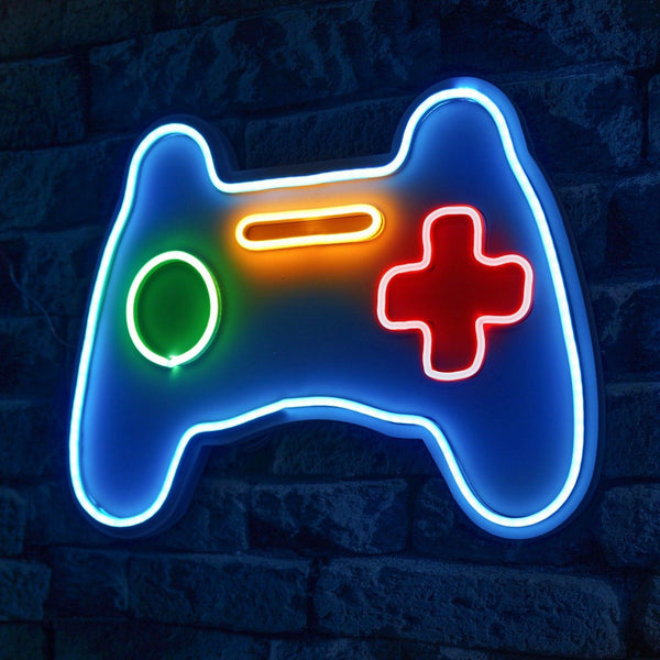 Műanyag LED-es fali dekoráció, Play Station Gaming Controller - Blue-VASBÚTOR