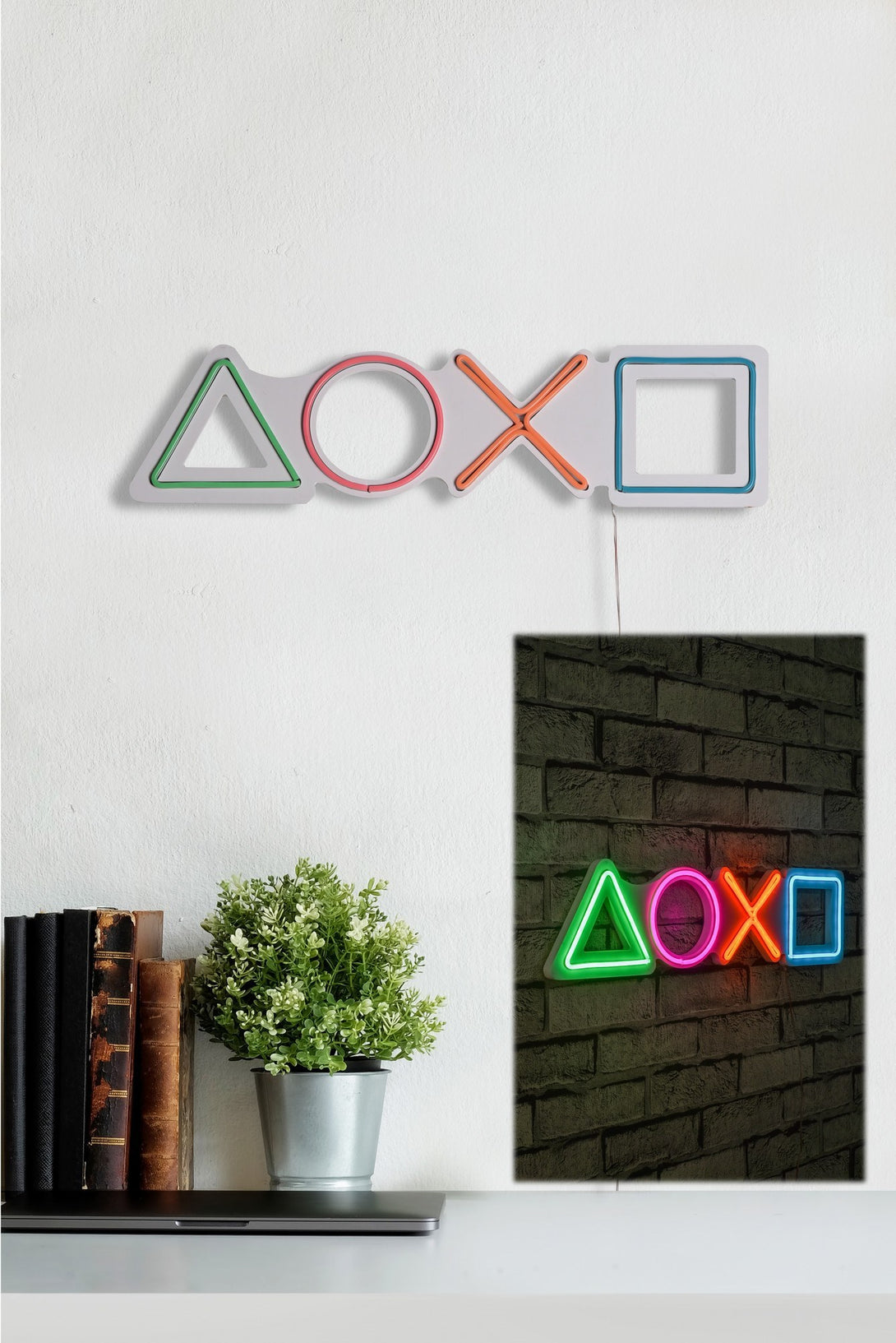 Műanyag LED-es fali dekoráció, Play Station - Multicolor-VASBÚTOR
