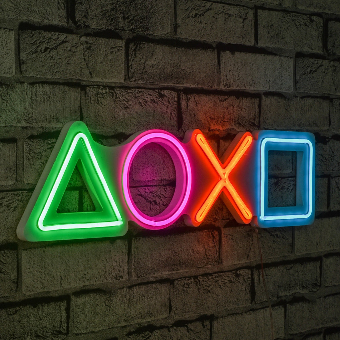 Műanyag LED-es fali dekoráció, Play Station - Multicolor-VASBÚTOR