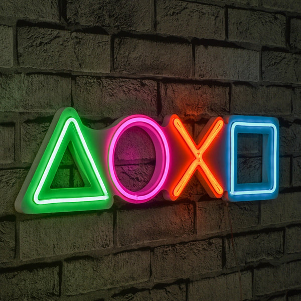 Műanyag LED-es fali dekoráció, Play Station - Multicolor-VASBÚTOR