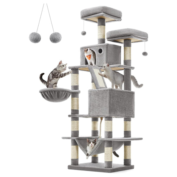Nagy macskakaparó oszlop, 168 cm magas, világosszürke | Feandrea-VASBÚTOR