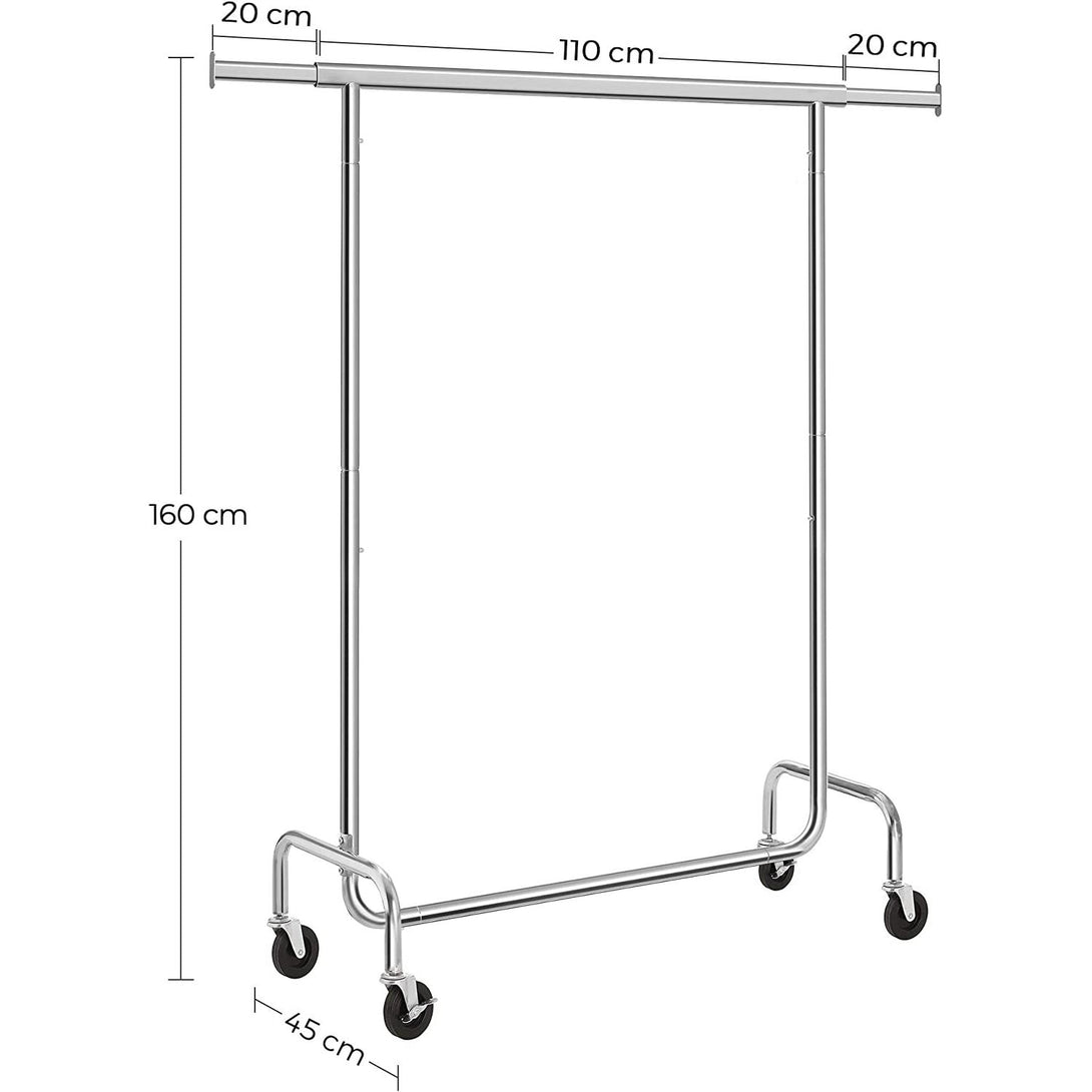 Nagy teherbírású fém ruhatartó, max terhelhetőség 130 kg, ruhaállvány kerekeken, hossza 110-150 cm-VASBÚTOR