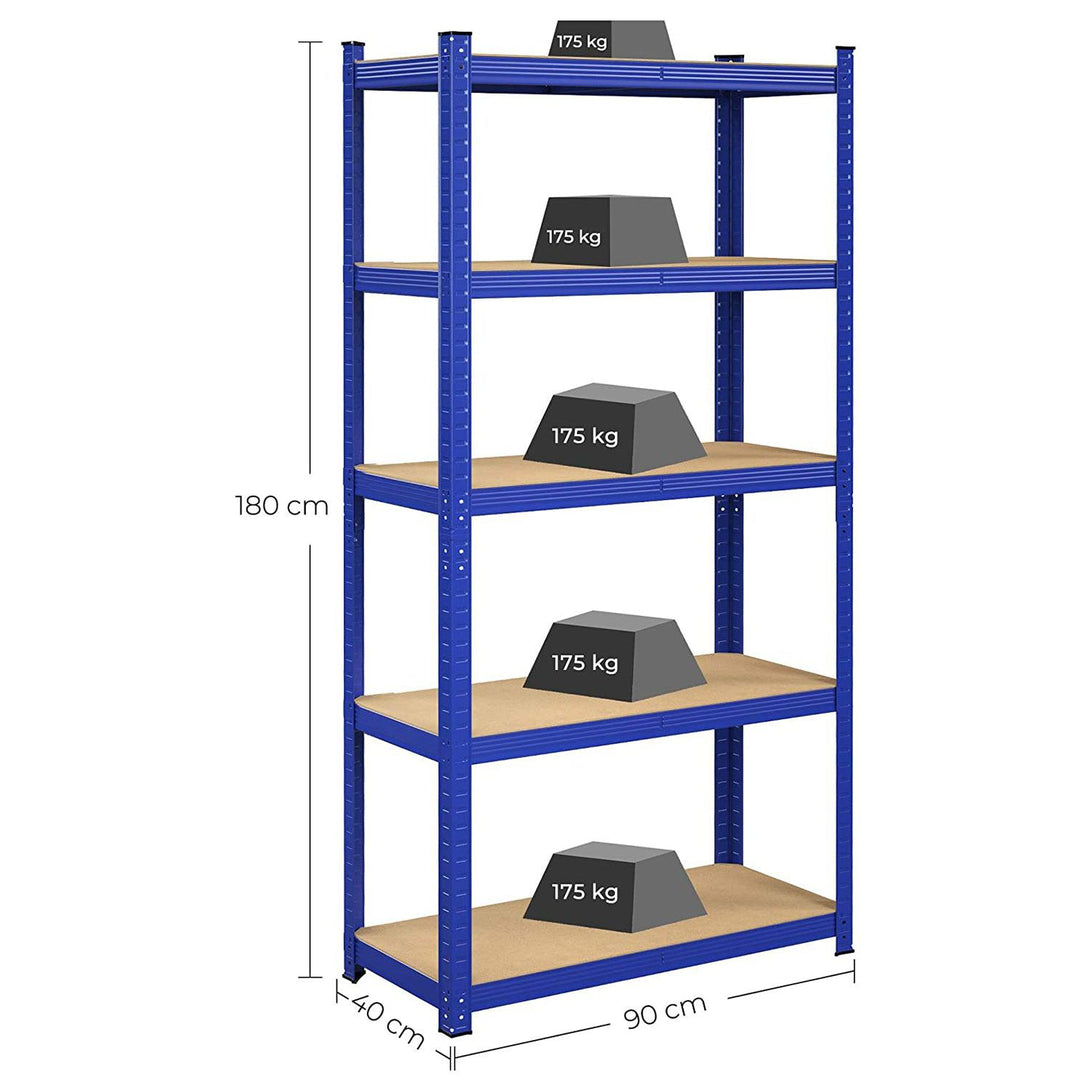 Nagy teherbírású fém tárolópolc, 5 szintes salgó polc 180x90x40, kék-VASBÚTOR