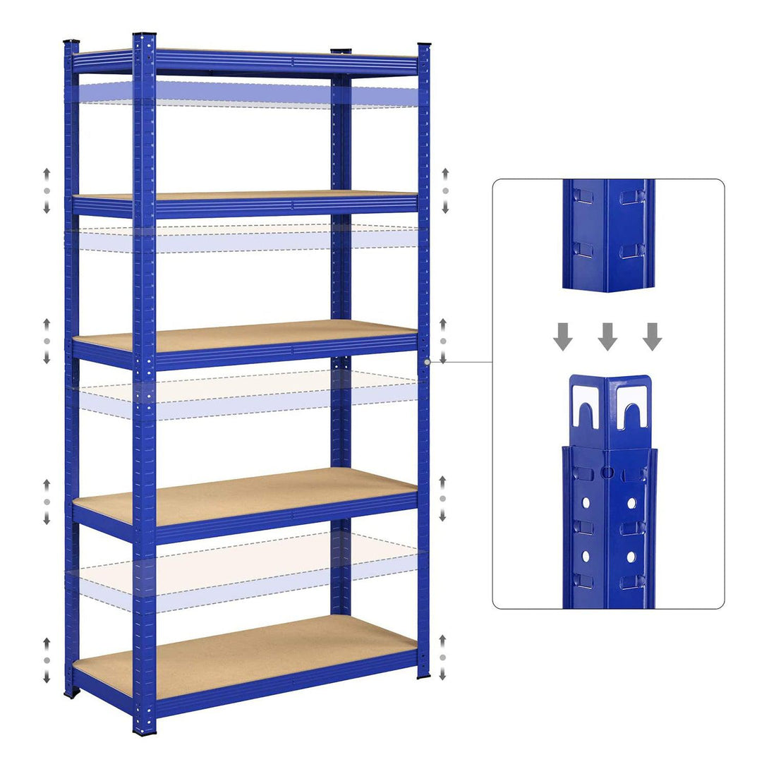 Nagy teherbírású fém tárolópolc, 5 szintes salgó polc 180x90x40, kék-VASBÚTOR