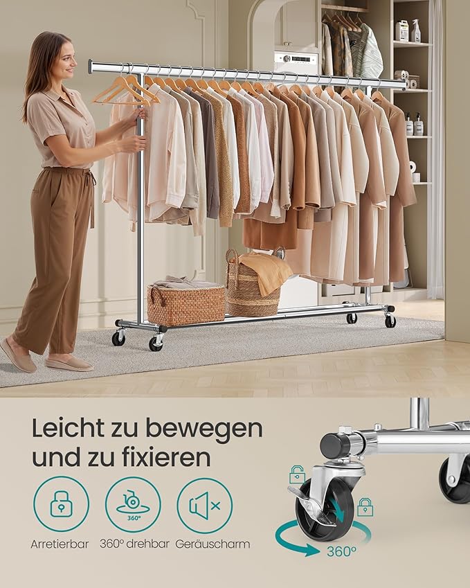 Nagy teherbírású ruhatartó állvány 150 kg maximális terheléssel, ezüst színben-VASBÚTOR