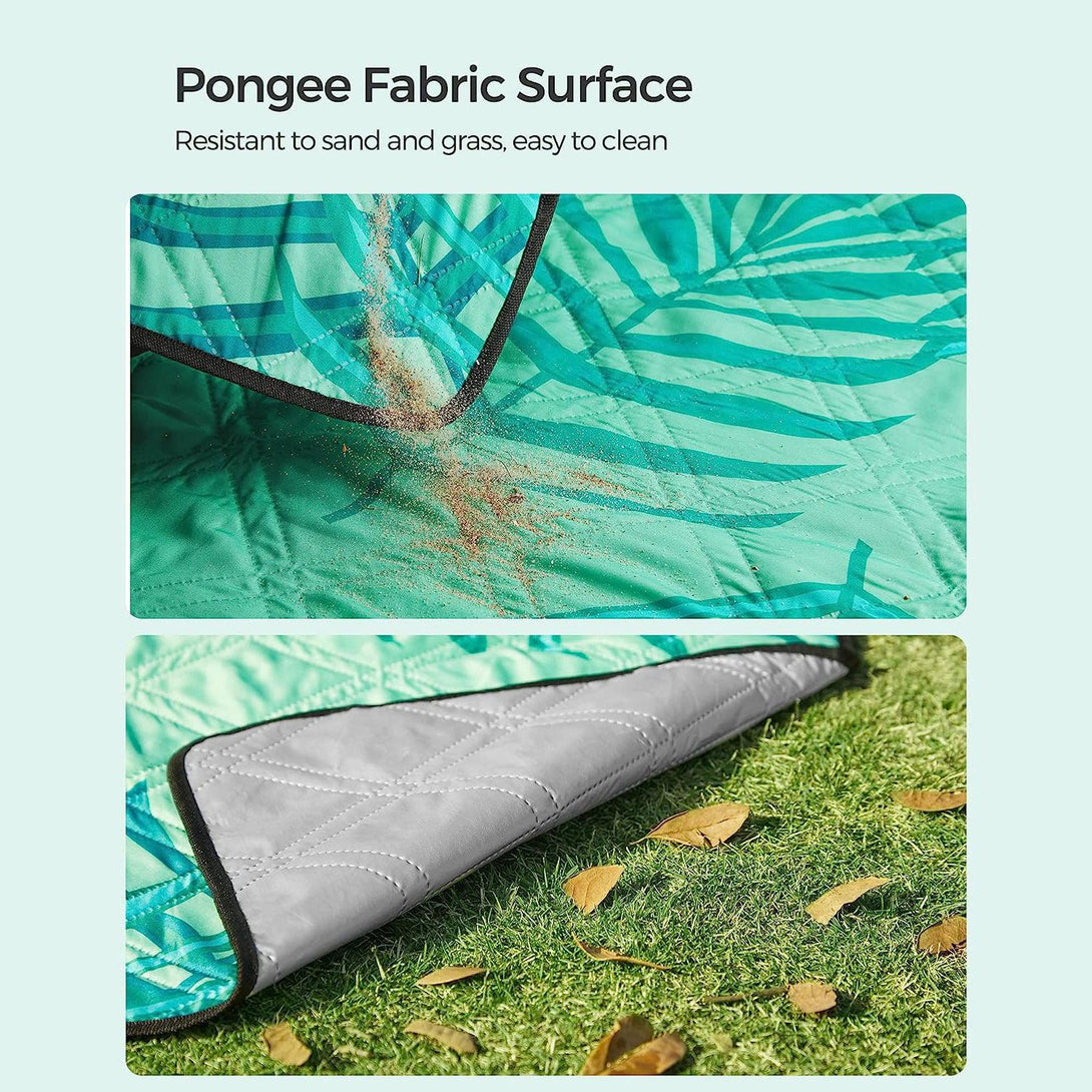 Nagy vízálló kemping takaró, strand szőnyeg 200 x 200 cm, zöld trópusi mintával-VASBÚTOR