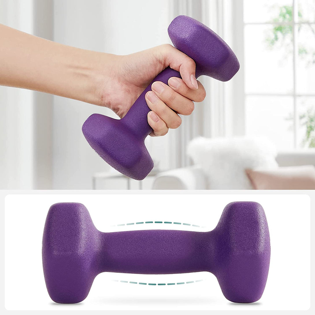 Neoprén súlyzók csúszásmentes fogantyúval 2 x 2 kg, lila-VASBÚTOR