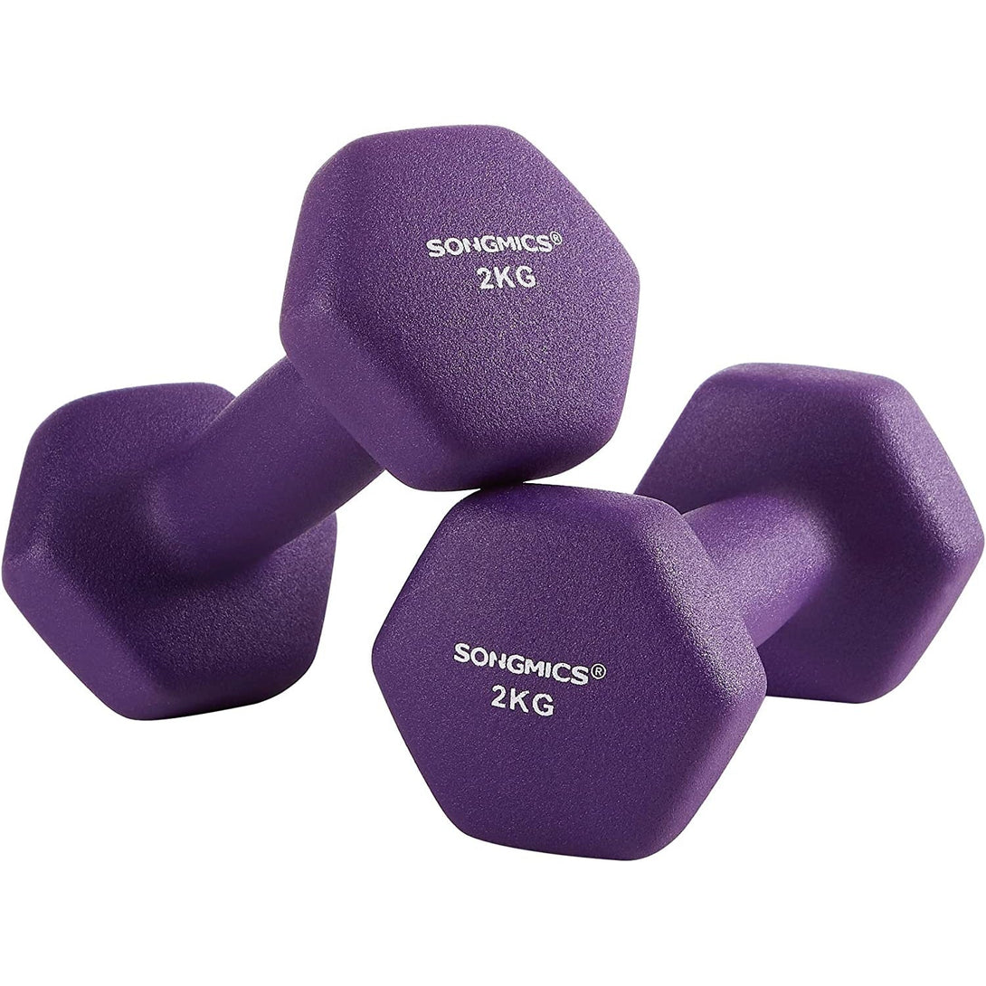 Neoprén súlyzók csúszásmentes fogantyúval 2 x 2 kg, lila-VASBÚTOR