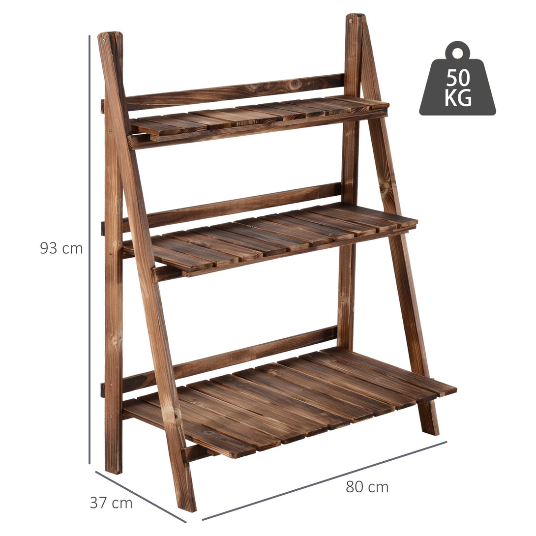 Növénylépcsők, Virágpolc 3 lépcsős 80 x 37 x 93 cm, fenyőfa Sötétbarna-VASBÚTOR