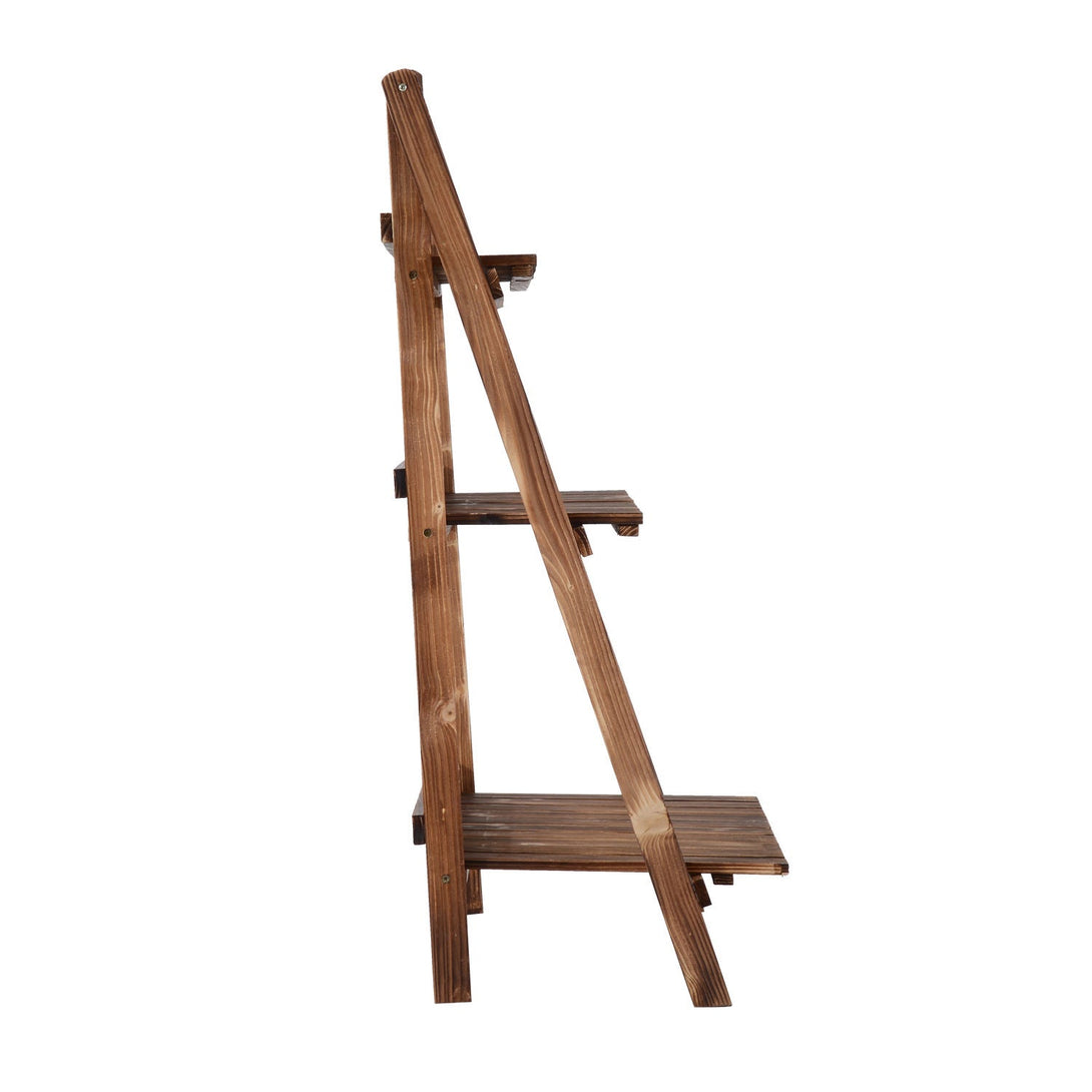 Növénylépcsők, Virágpolc 3 lépcsős 80 x 37 x 93 cm, fenyőfa Sötétbarna-VASBÚTOR