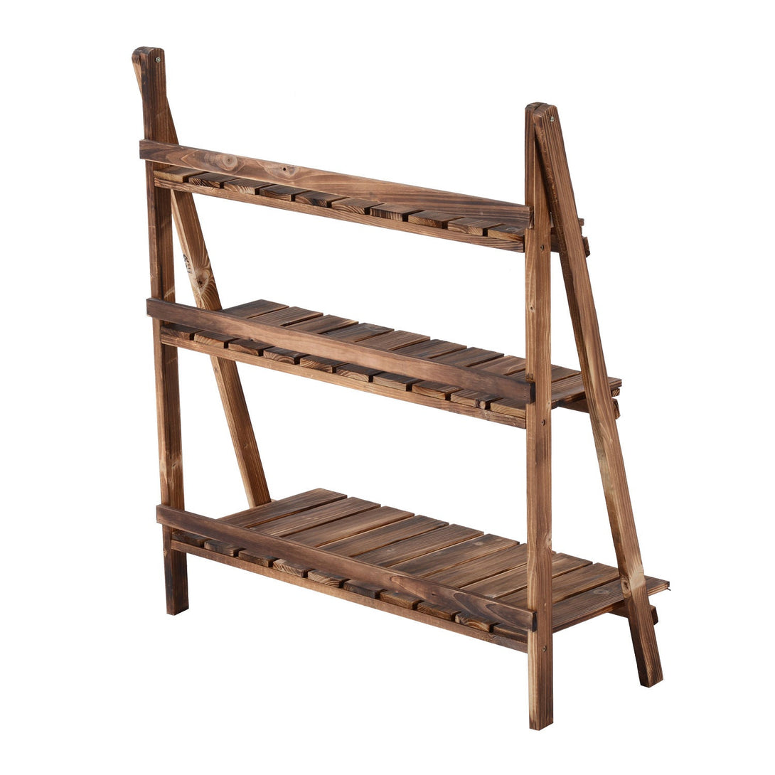 Növénylépcsők, Virágpolc 3 lépcsős 80 x 37 x 93 cm, fenyőfa Sötétbarna-VASBÚTOR