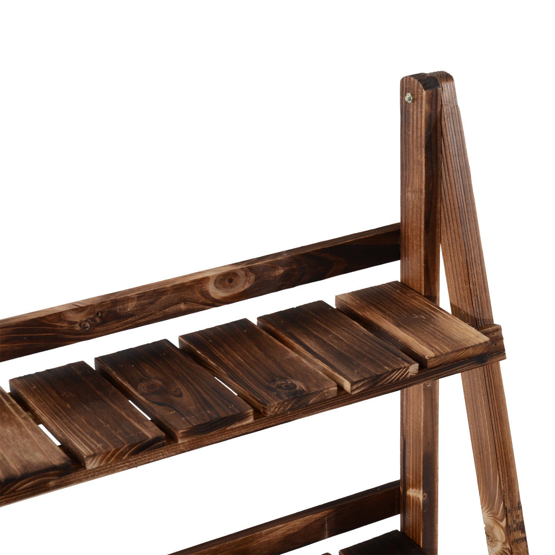 Növénylépcsők, Virágpolc 3 lépcsős 80 x 37 x 93 cm, fenyőfa Sötétbarna-VASBÚTOR