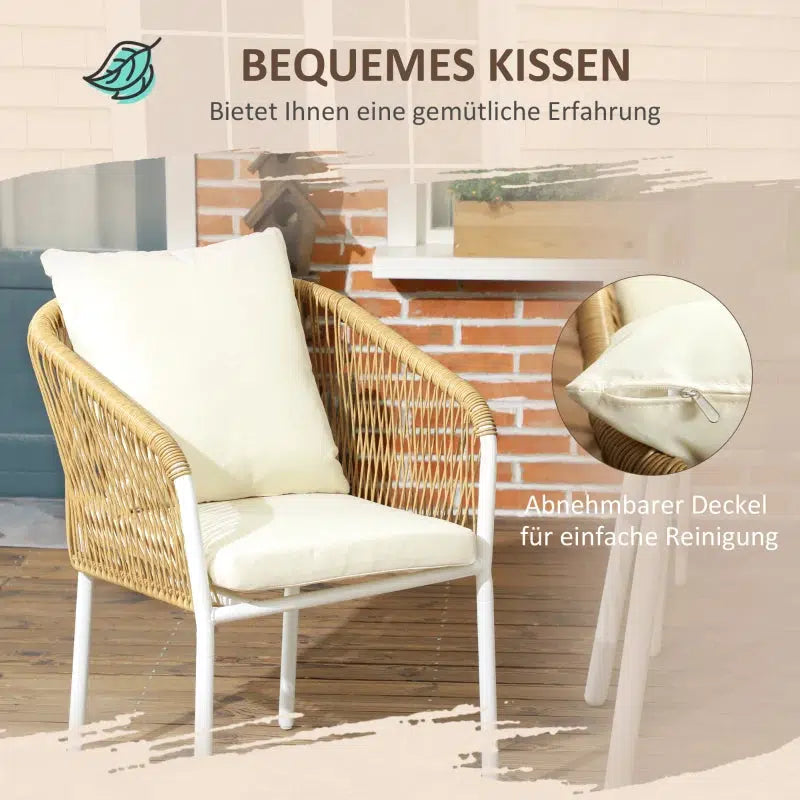 OUTSUNNY 5 részes rattan kerti garnitúra, alumínium keret, fehér/bézs-VASBÚTOR