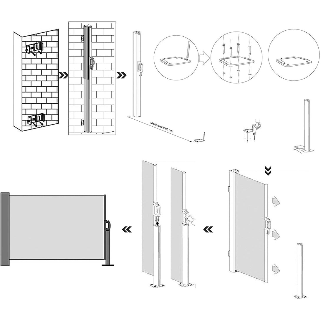 Oldalsó napellenző, kihúzható napellenző 200x350cm bézs-VASBÚTOR