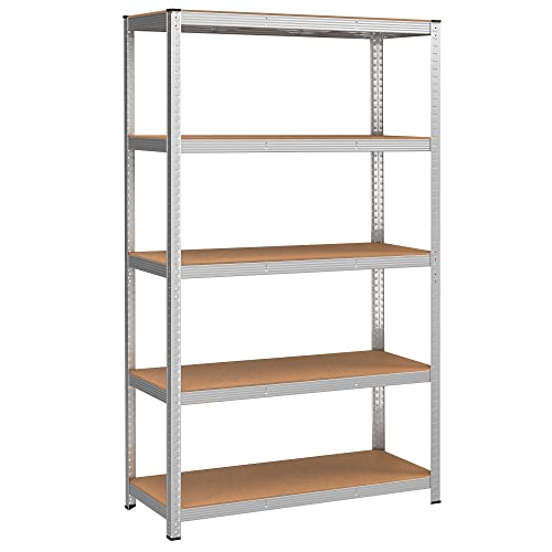 Ötszintes polcrendszer, acél polcrendszer tároláshoz, teherbírás 875 kg, 60 x 120 x 200 cm, ezüst-VASBÚTOR